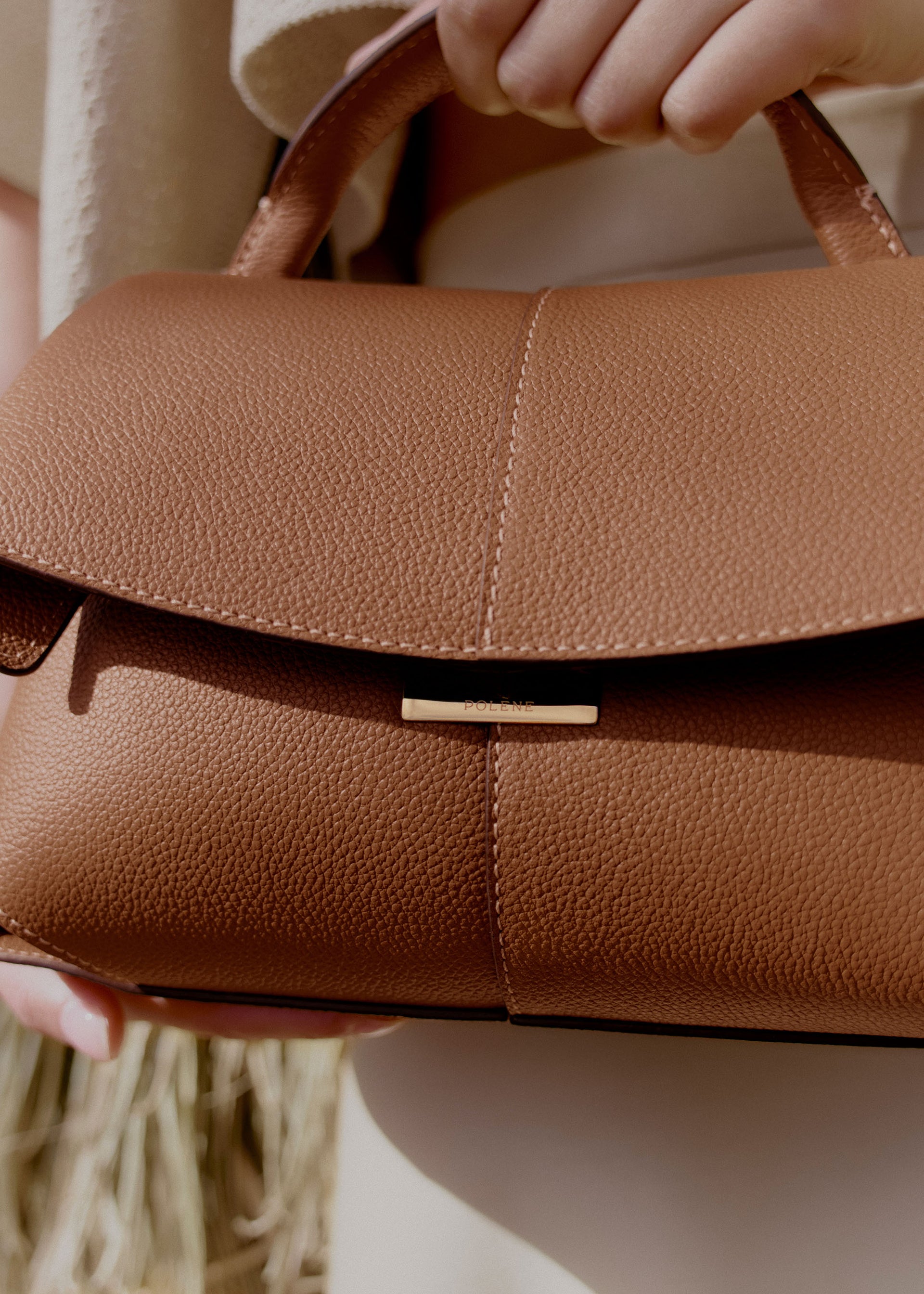 Mokki Mini - Camel Genarbtes Leder