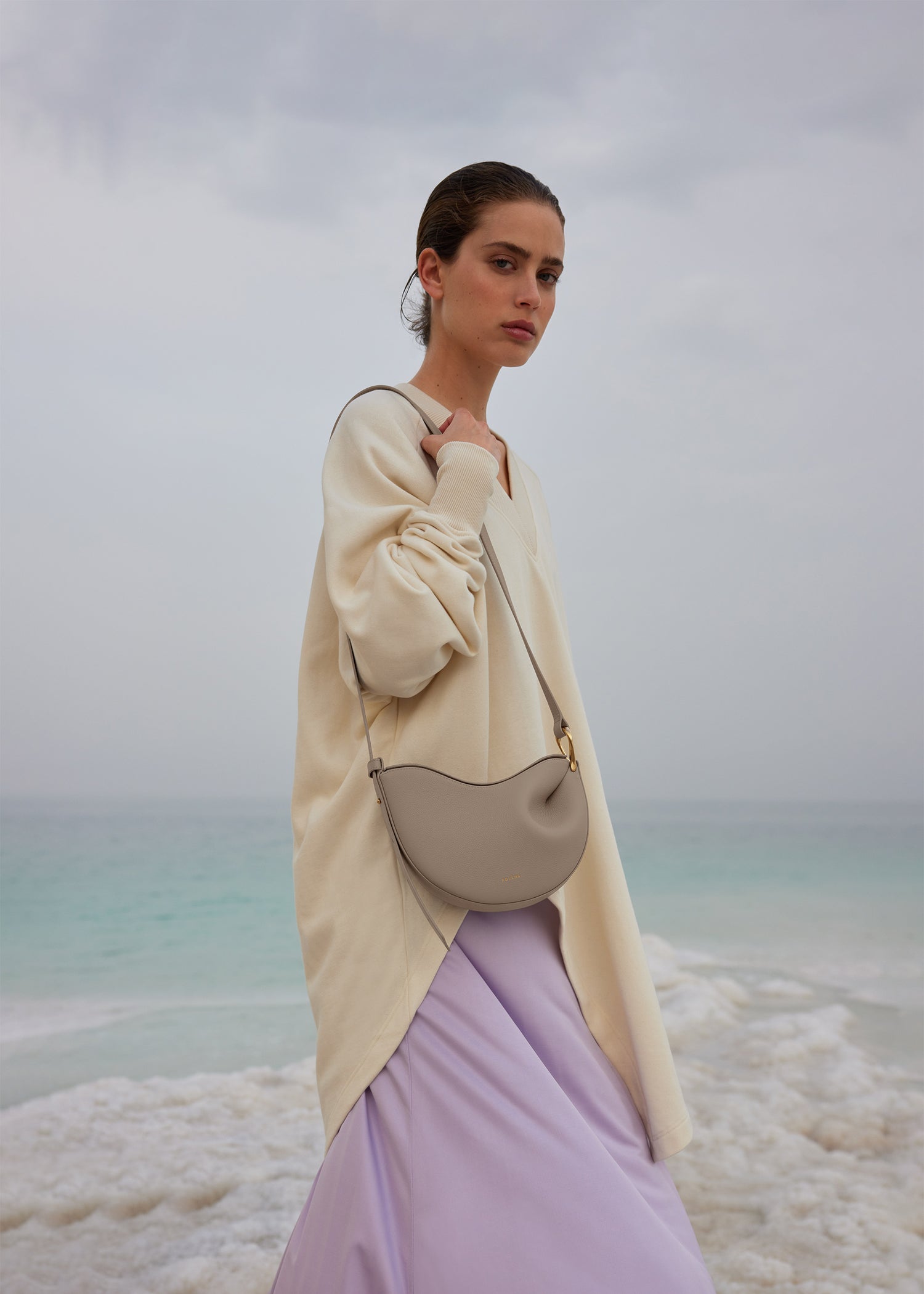 Tonca - Taupe genarbtes Leder