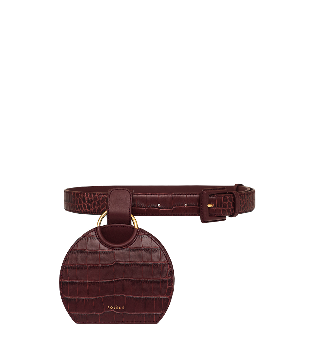 Nummer Sechs Gürteltasche - Burgund Krokodil