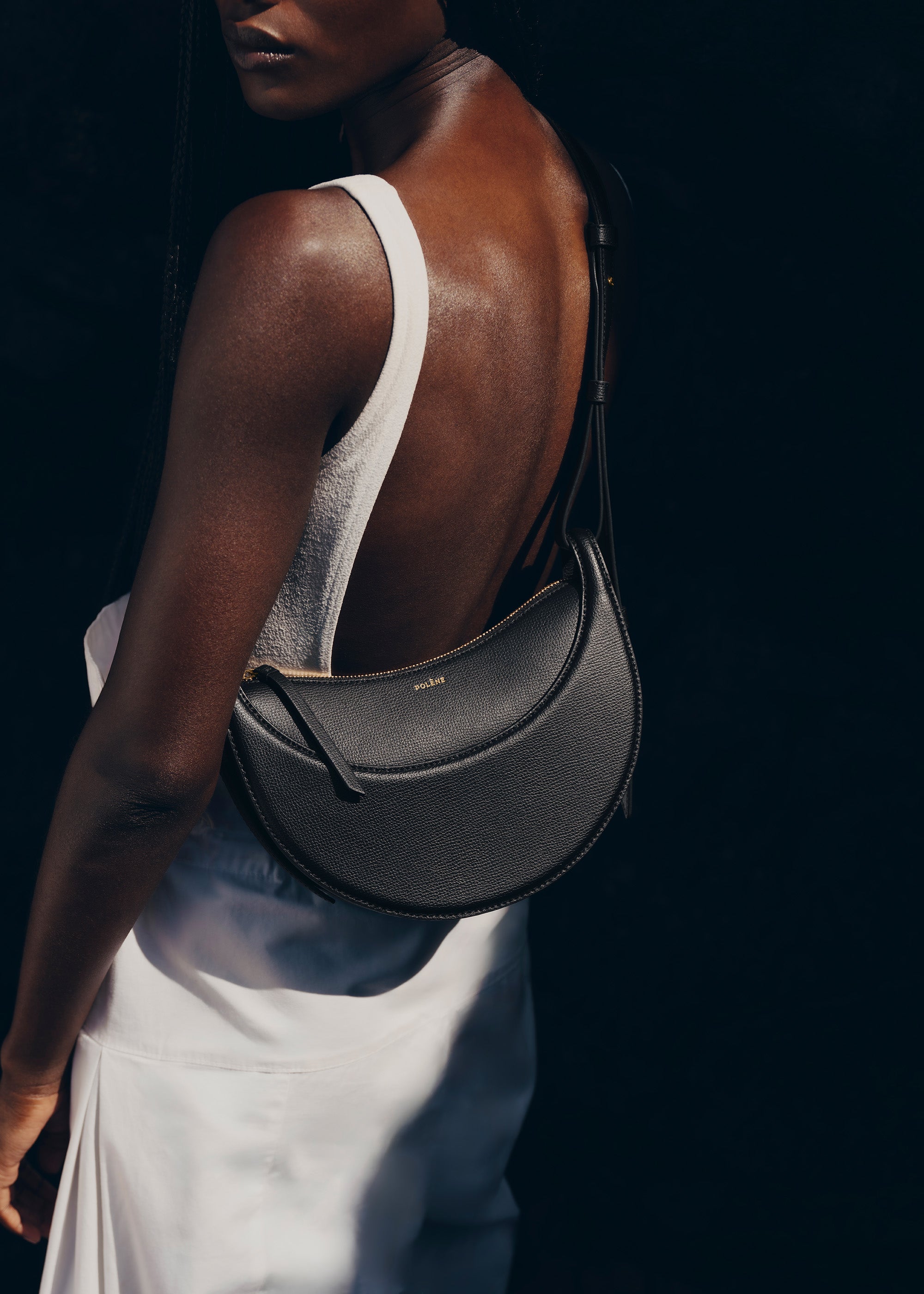 Polène Taschen Numéro Dix Schwarz Genarbtes Leder