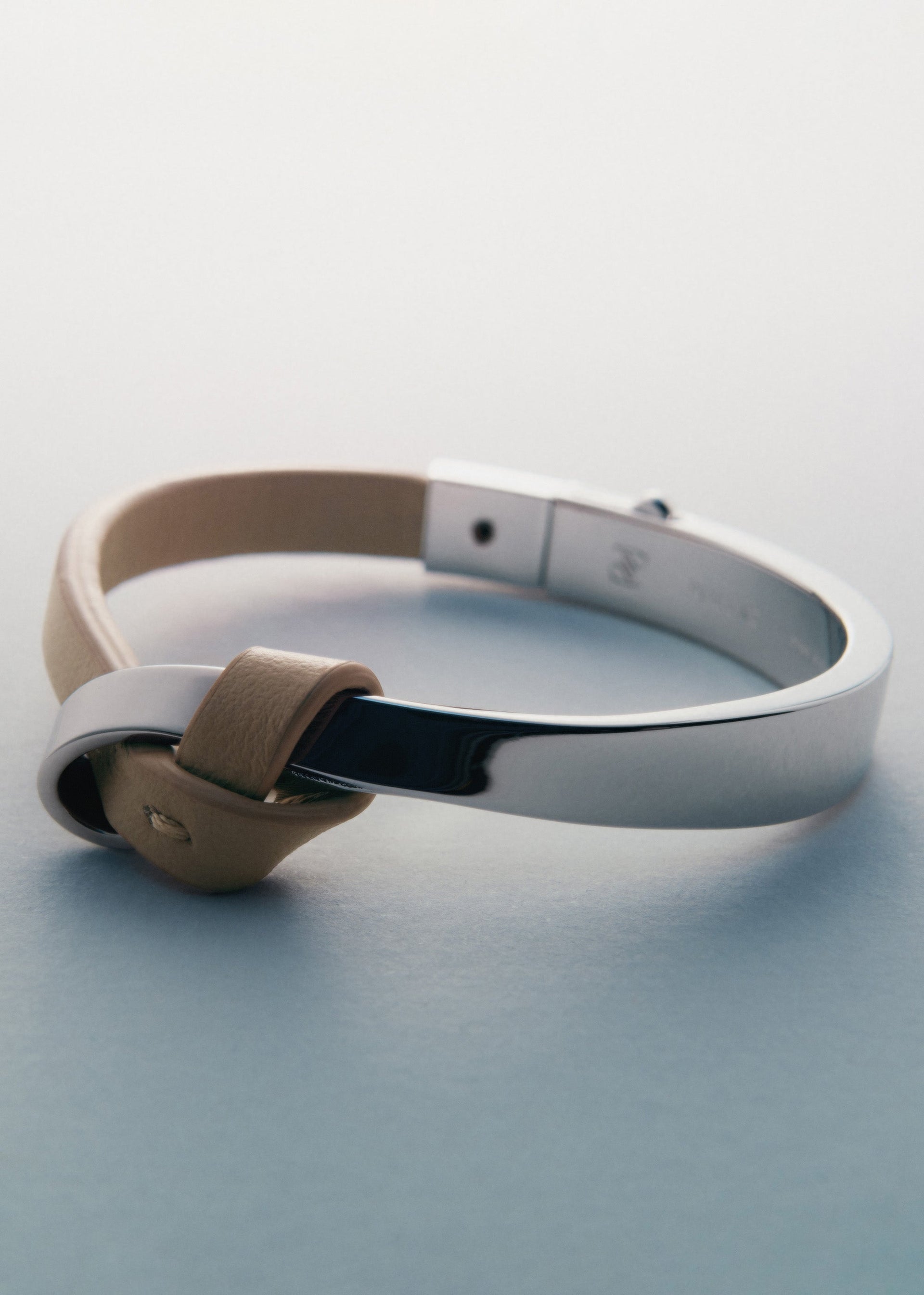 Armreif Ormé - Silberedition Und Taupe Leder