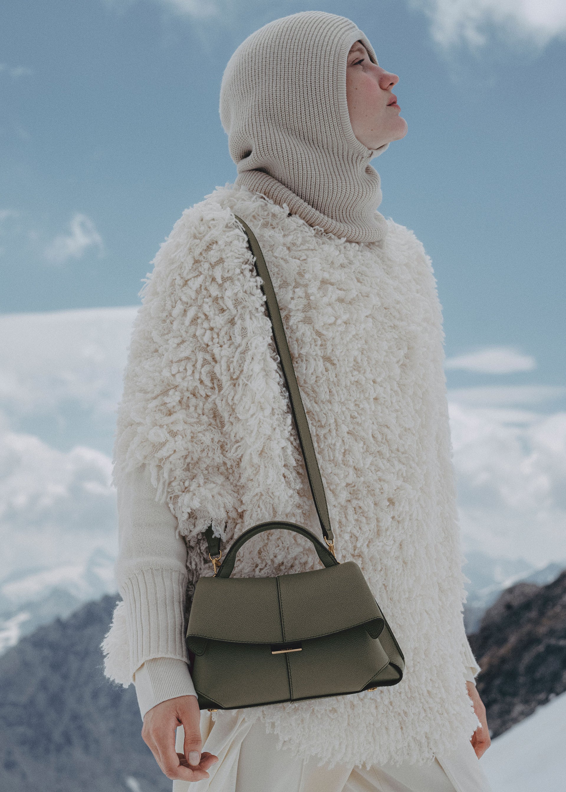 Mokki Mini - Rauchgrün Genarbtes Leder