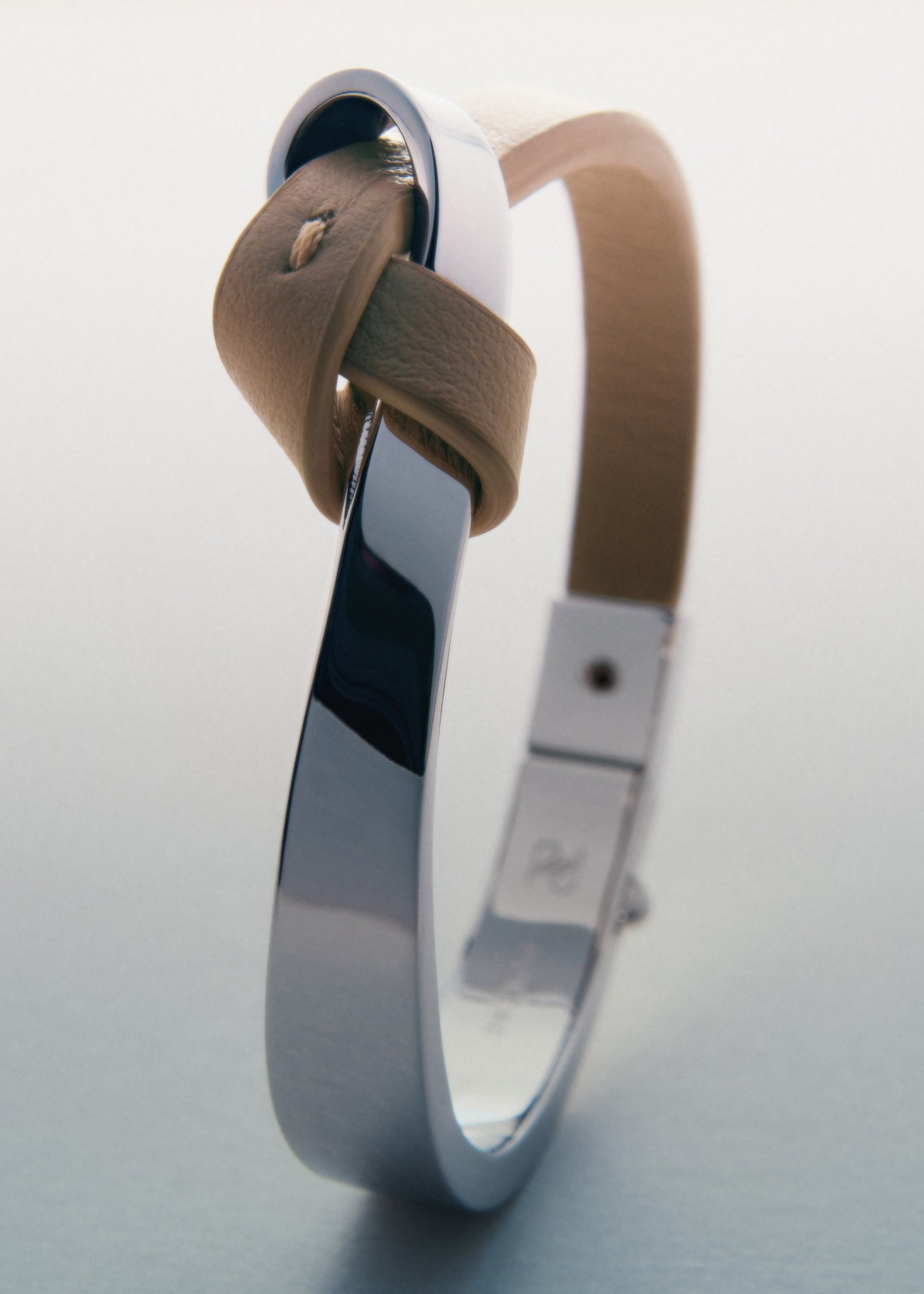 Armreif Ormé - Silberedition Und Taupe Leder