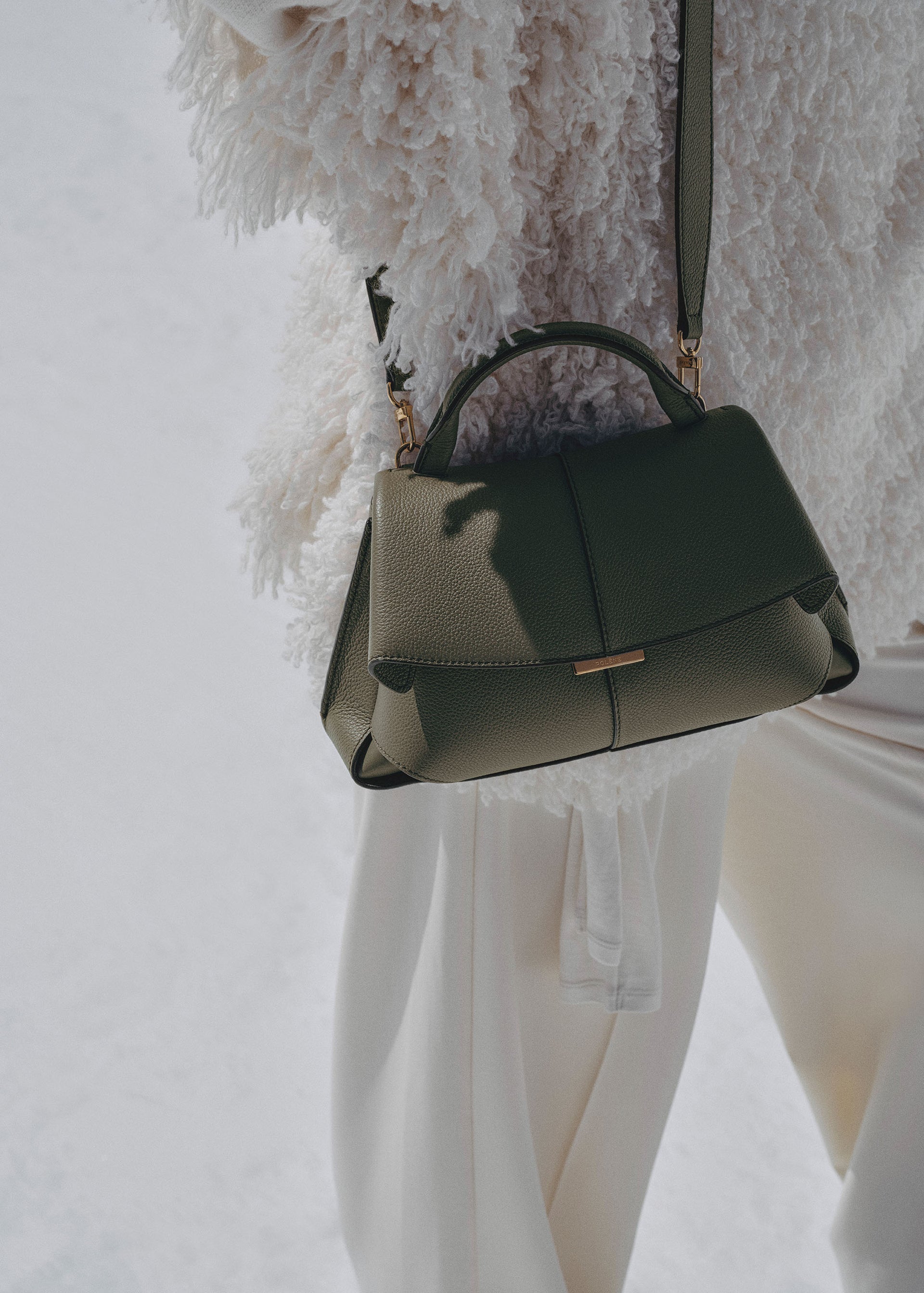 Mokki Mini - Rauchgrün Genarbtes Leder