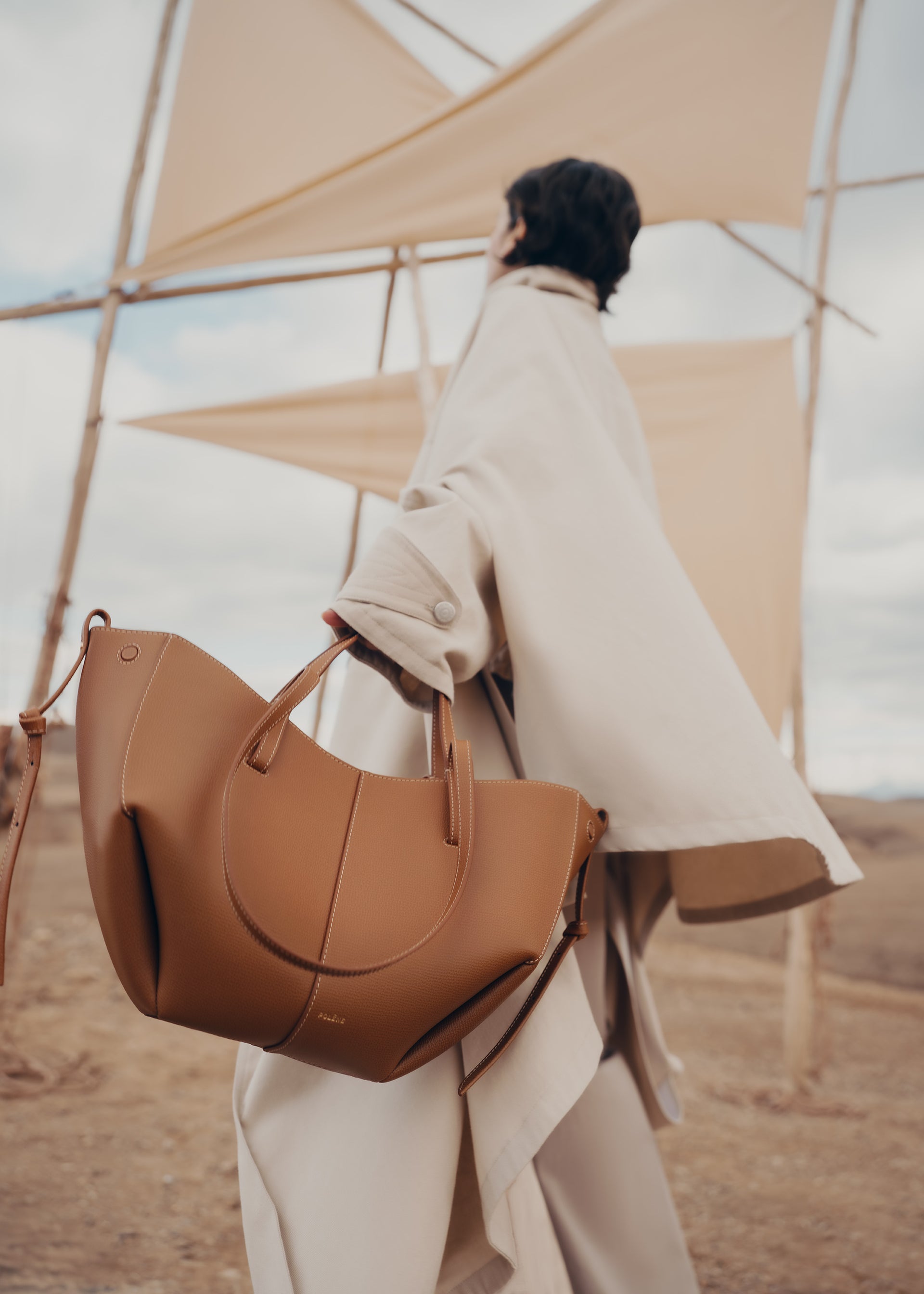 Cyme Mini - Camel Genarbtes Leder