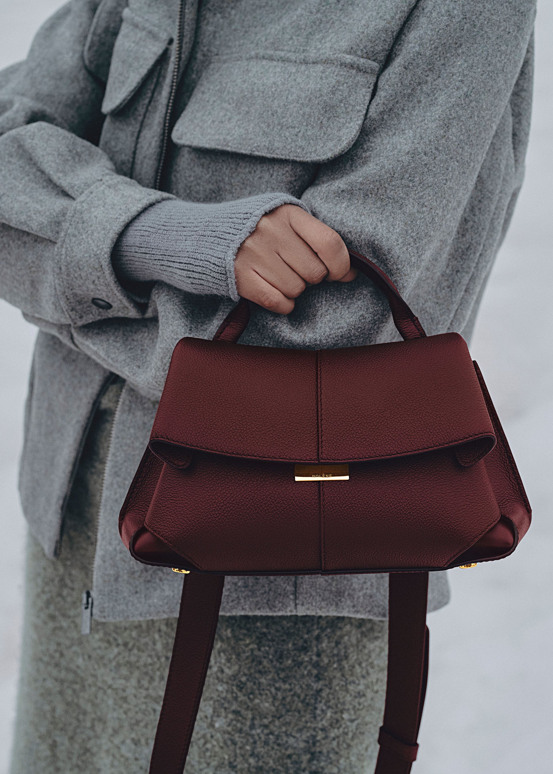 Mokki Mini - Schwarze Kirsche Genarbtes Leder