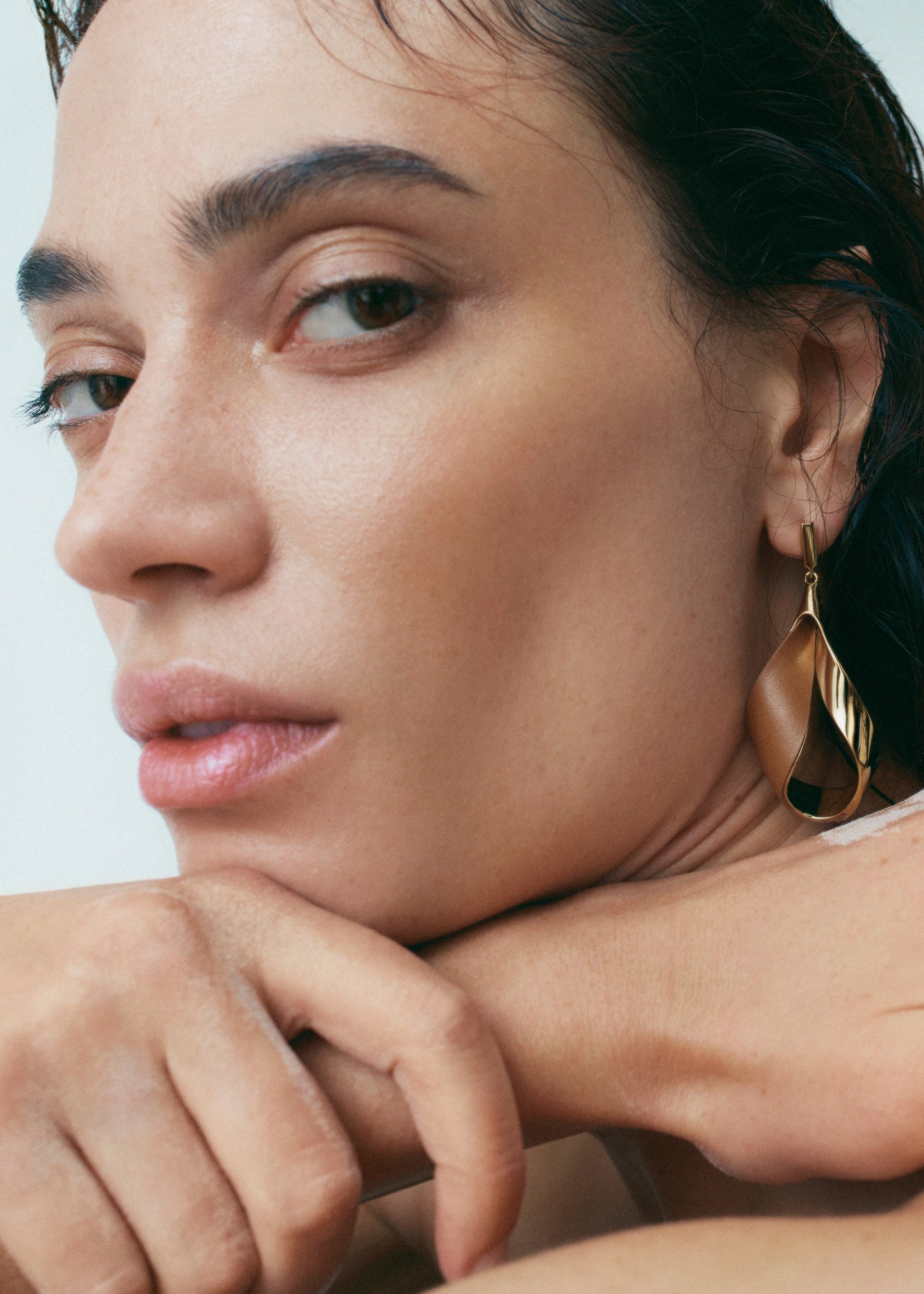 Hängende Ohrringe Ormé - Goldedition Und Camel Leder