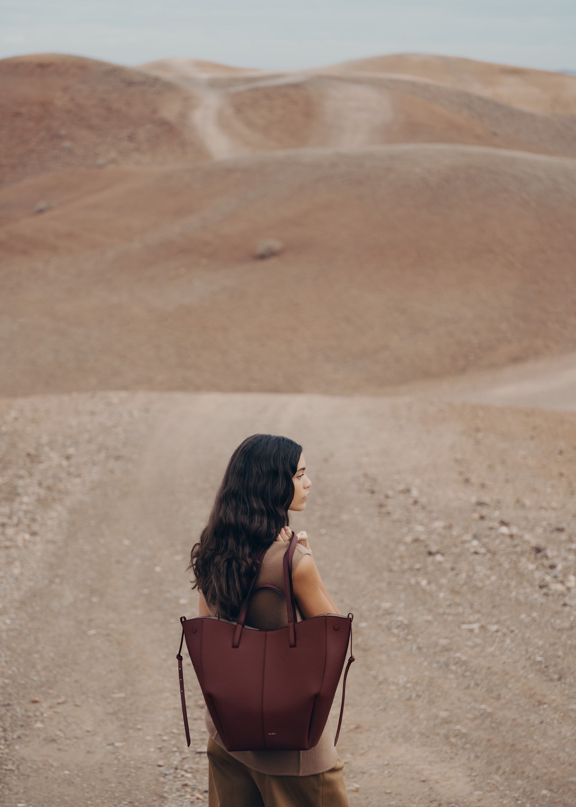 Cyme Tote - Schwarze Kirsche Genarbtes Leder