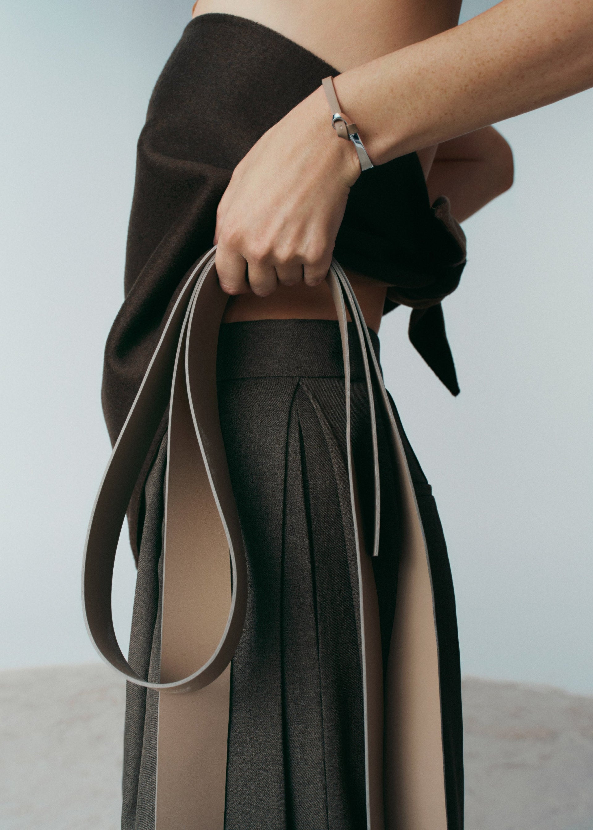 Armreif Ormé - Silberedition Und Taupe Leder