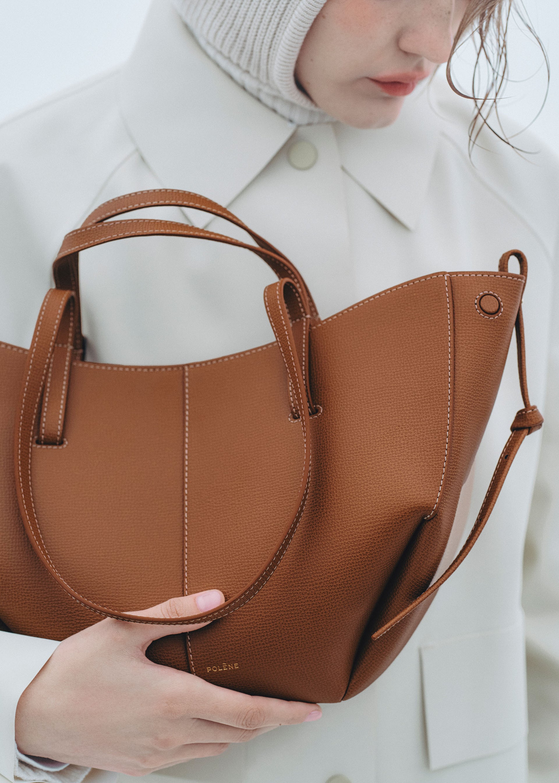 Cyme Mini - Camel Genarbtes Leder