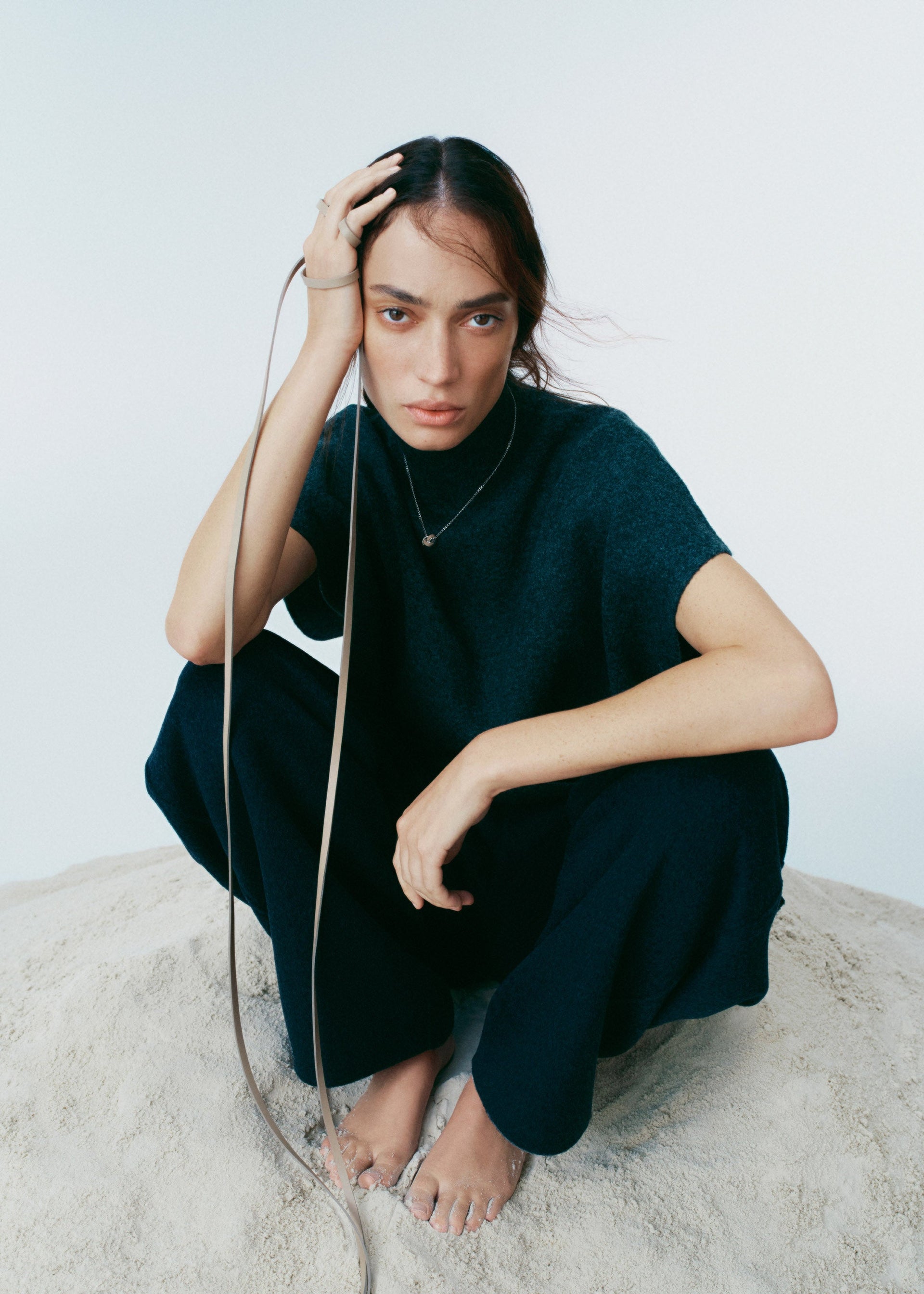 Halskette Ormé - Silberedition Und Taupe Leder