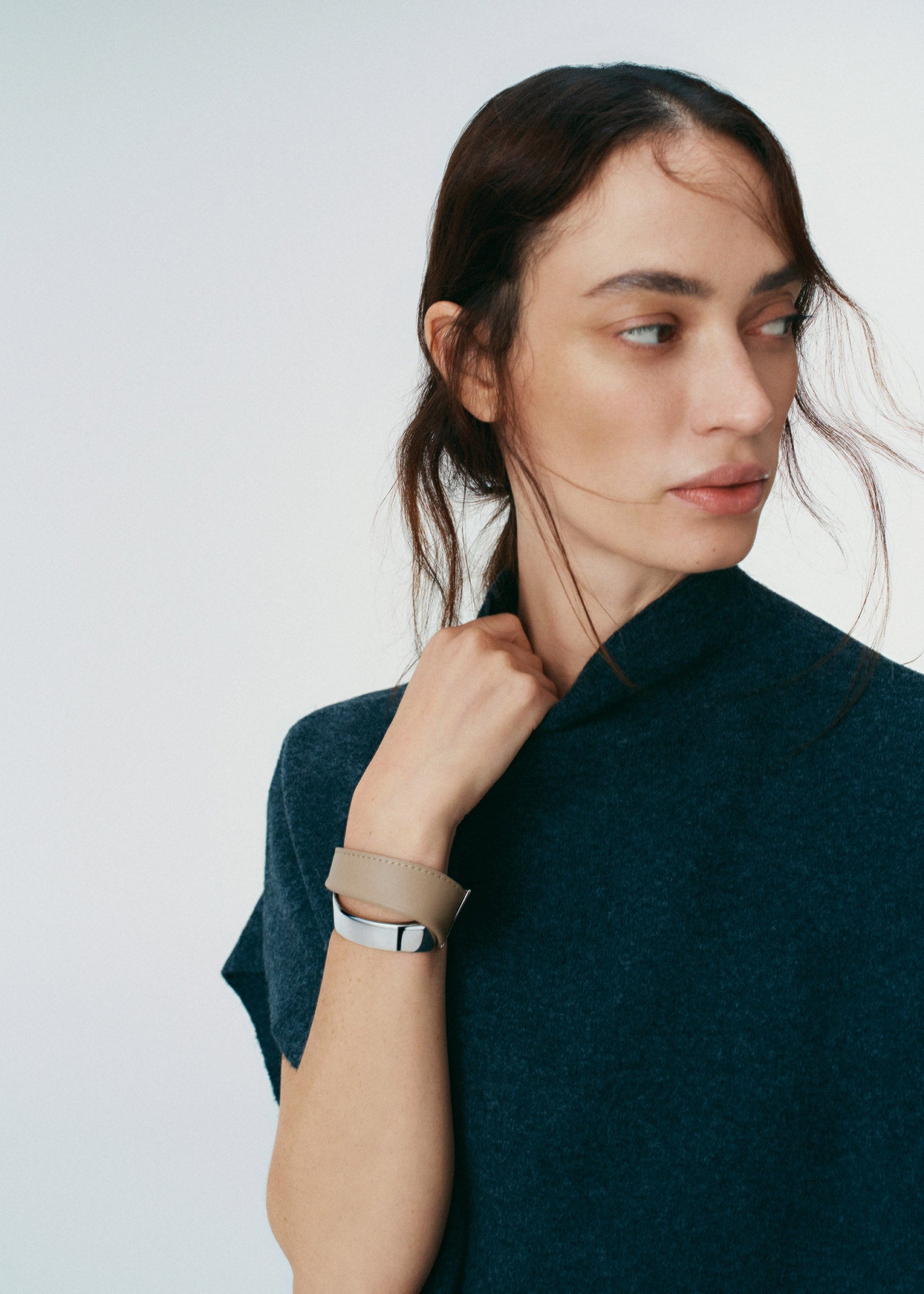 Manschette Ormé - Silberedition Und Taupe Leder