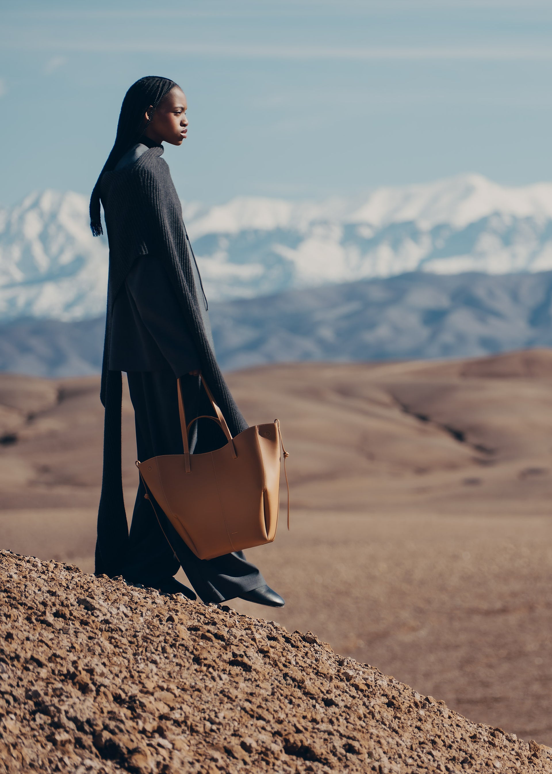 Cyme Tote - Camel Genarbtes Leder