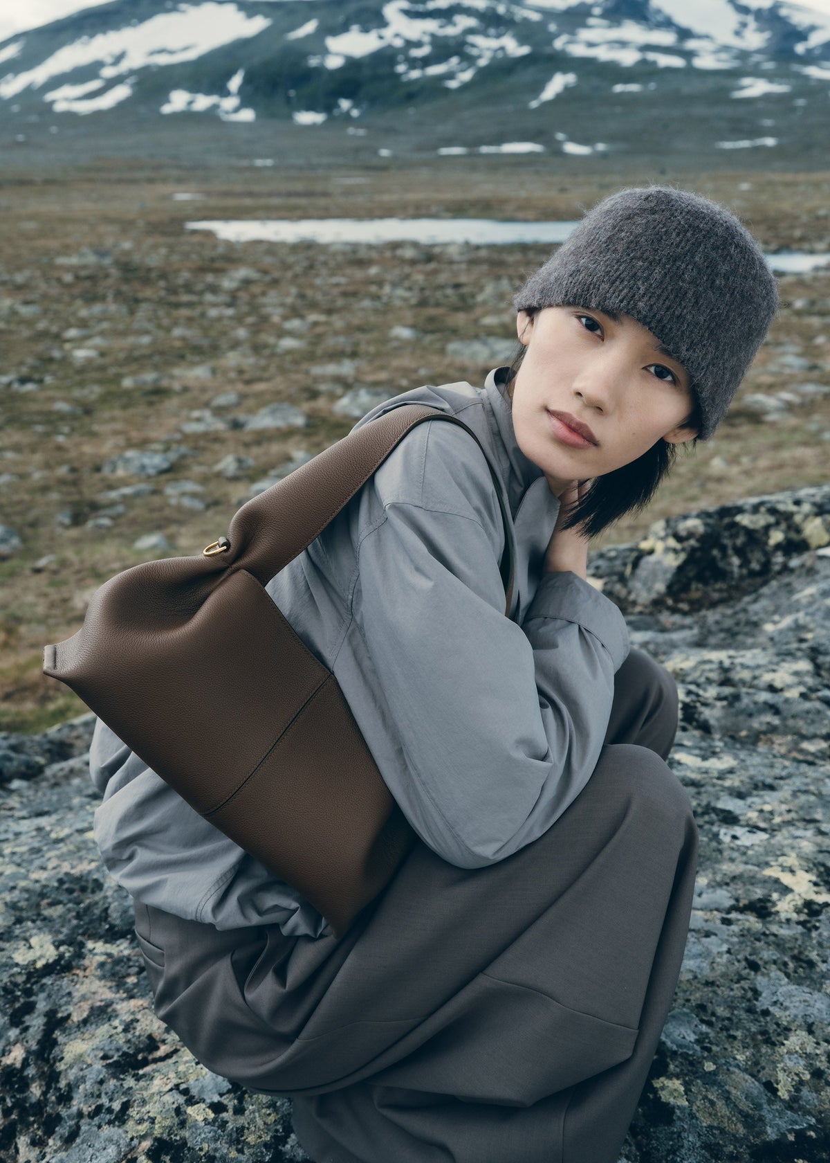 Numéro Neuf East West - Marron Glacé Genarbtes Leder