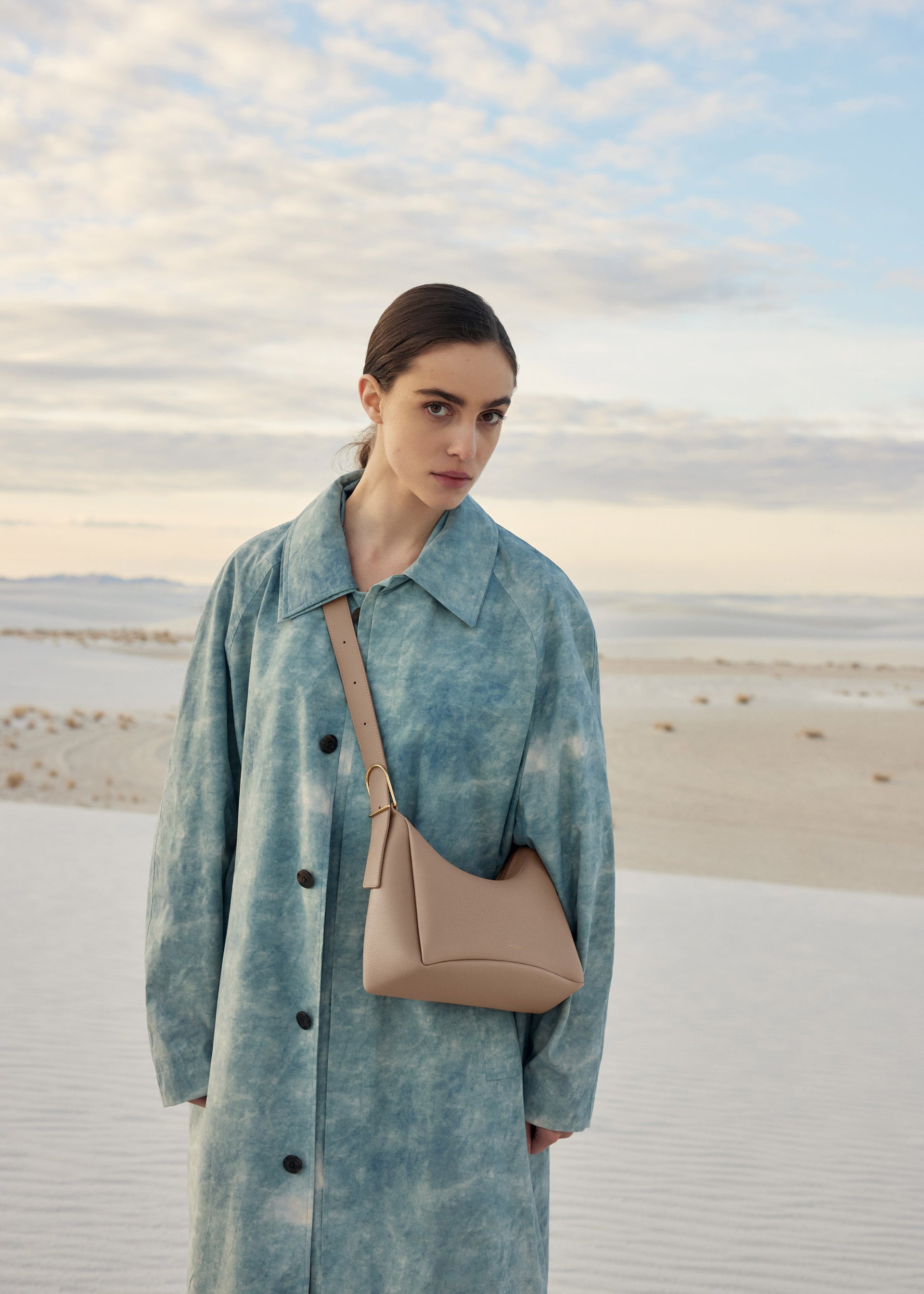 Umi - Taupe Genarbtes Leder