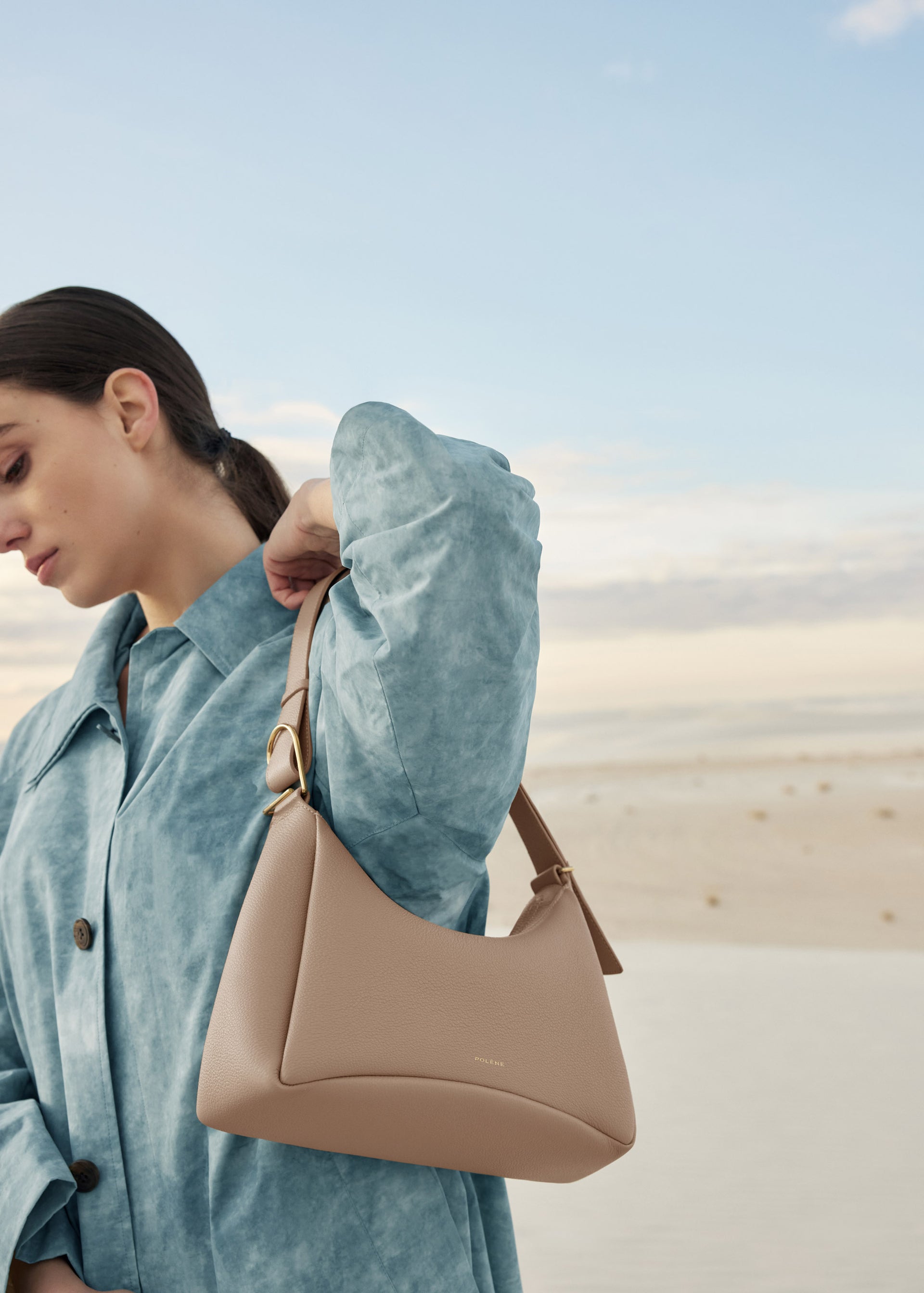 Umi - Taupe Genarbtes Leder