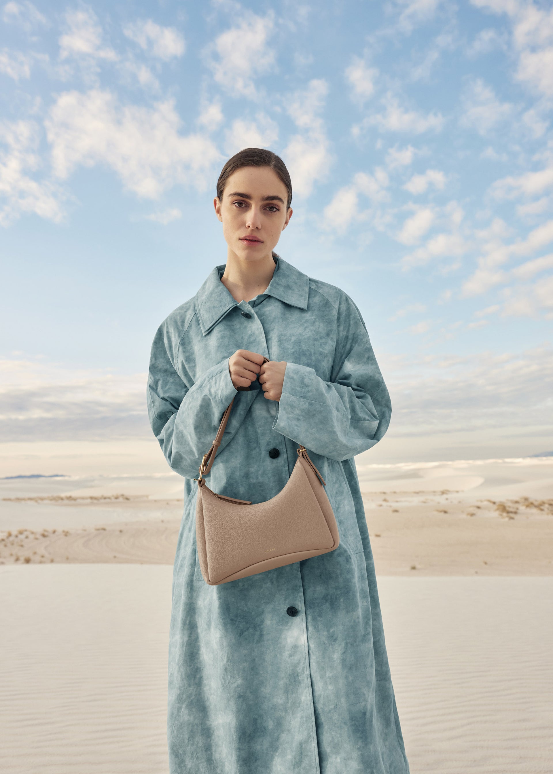 Umi - Taupe Genarbtes Leder