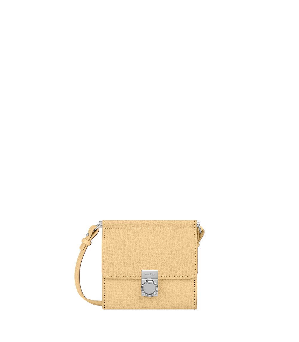 Crossbody Portemonnaie Numéro Sept - Gelb Genarbtes Leder