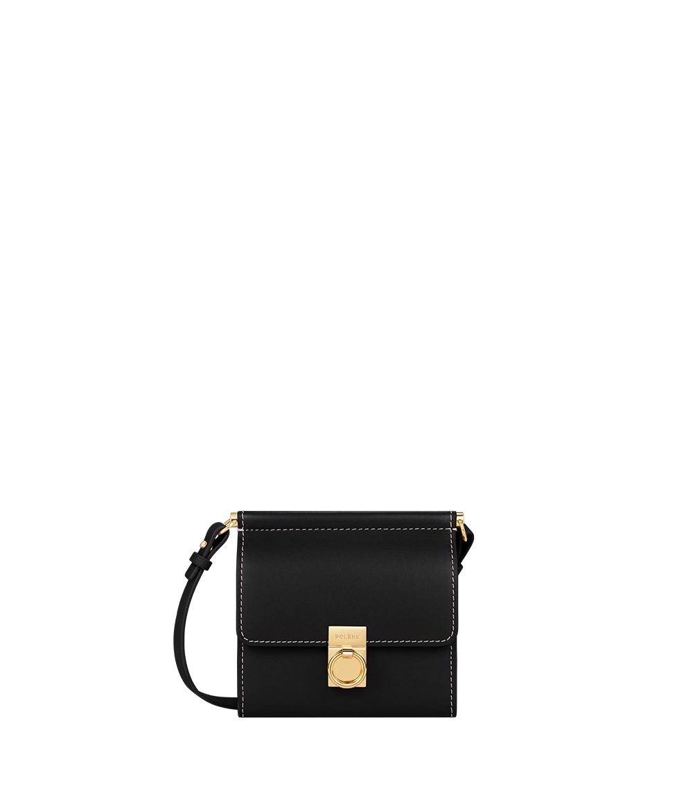 Crossbody Portemonnaie Numéro Sept - Schwarz Glattes Leder